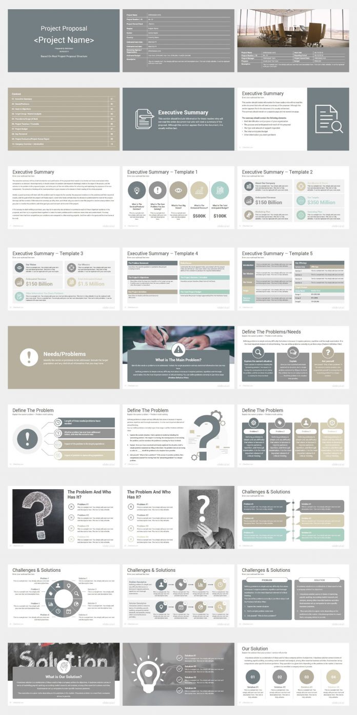 Project proposal Powerpoint template by SlideSalad.