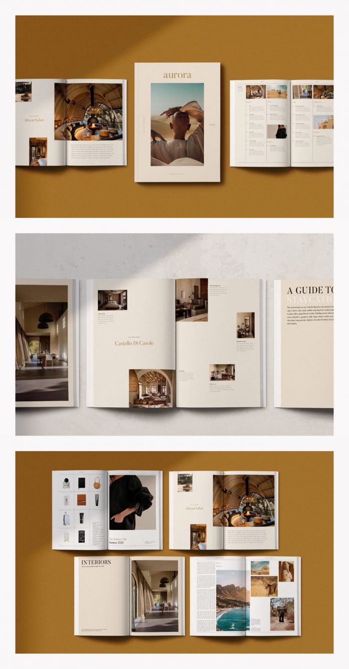 AURORA Lifestyle Magazine Template for Adobe InDesign.