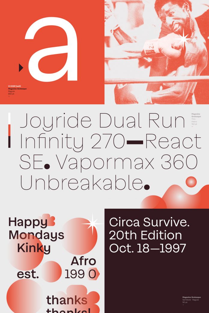 Magazine Grotesque font family by Latinotype.