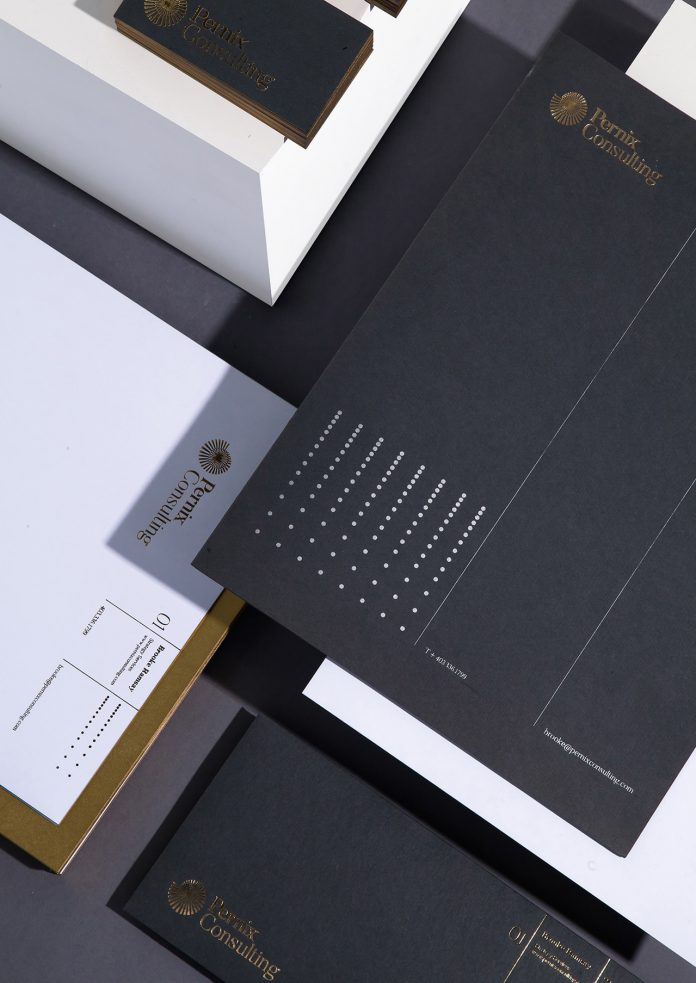 Branding and graphic design including stationery by Monotypo Studio for Pernix Consulting.