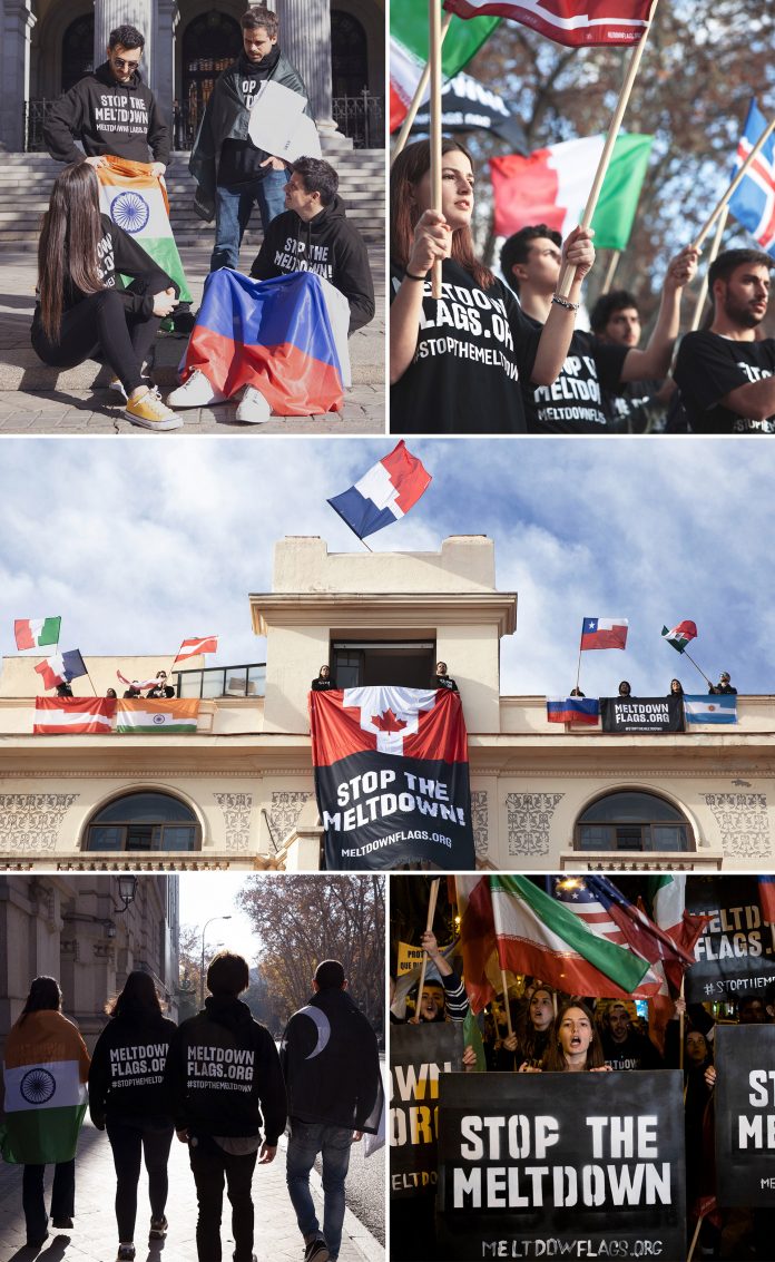 Meltdown Flags, a climate data initiative that visualizes the effects of global glacier retreat.