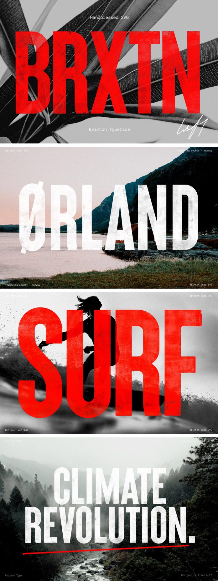 Brixton SVG typeface, a hand-printed font family by Ellen Luff.