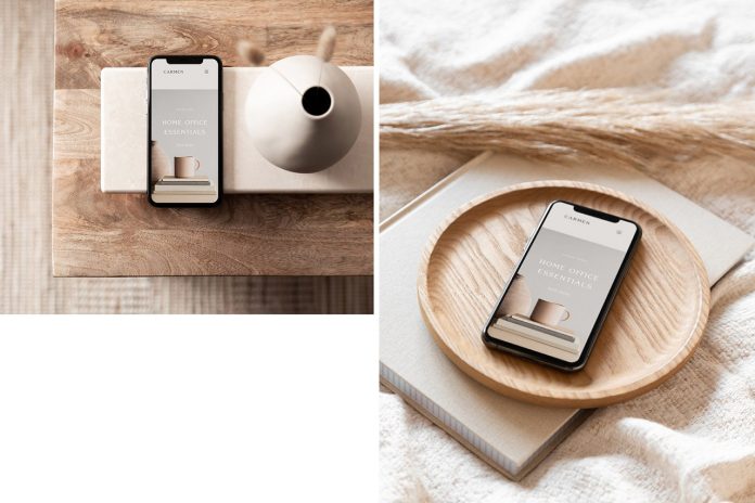 The Carmen photo mockup bundle includes interior spaces and devices.