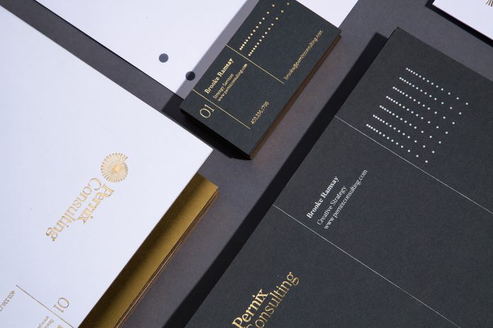 Branding and graphic design including stationery by Monotypo Studio for Pernix Consulting.