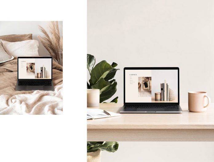 The Carmen photo mockup bundle includes interior spaces and devices.
