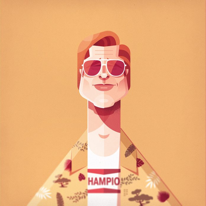 Brad Pitt (Once Upon a Time in Hollywood) - Illustrations of famous actors created by Ricardo Polo