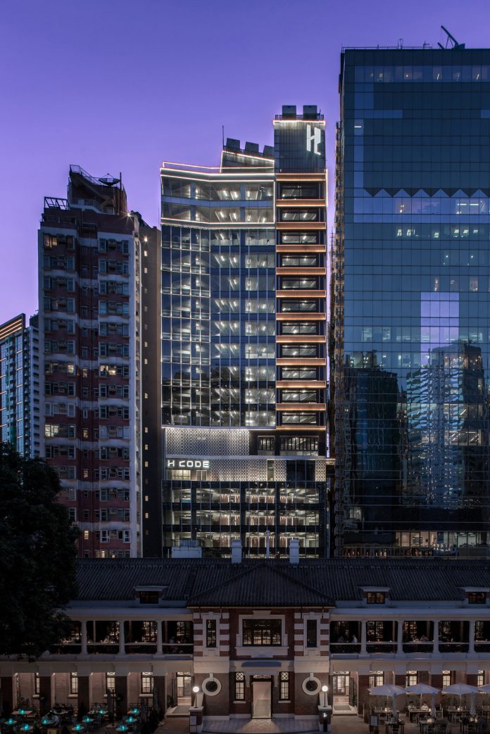 Night View of High Rise Block from Tai Kwun.