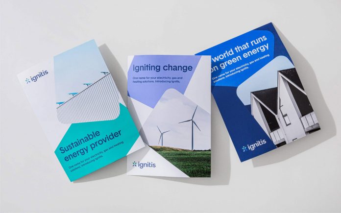 Communication design, branding, and stationery design by Andstudio for Ignitis.