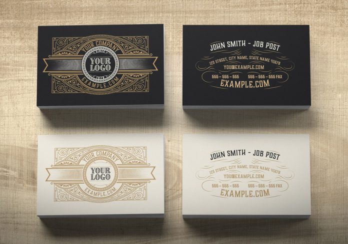 Vintage Business Card Design Templates by Roverto Castillo for Adobe Illustrator.