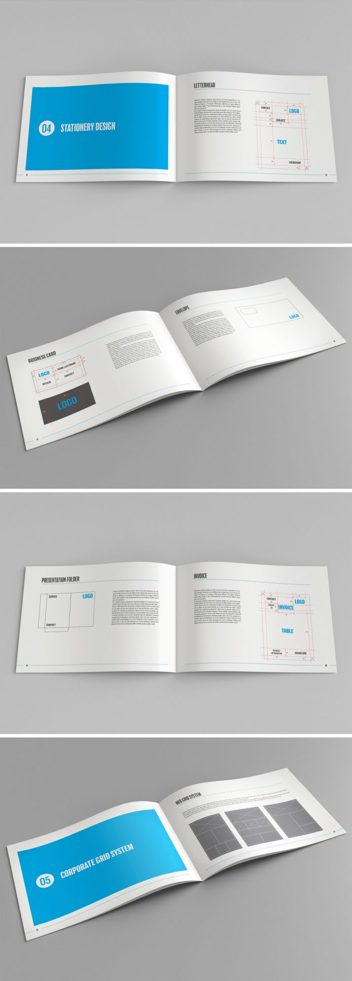 A brand manual and style guide template for Adobe InDesign.