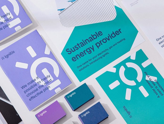 Communication design, branding, and stationery design by Andstudio for Ignitis.