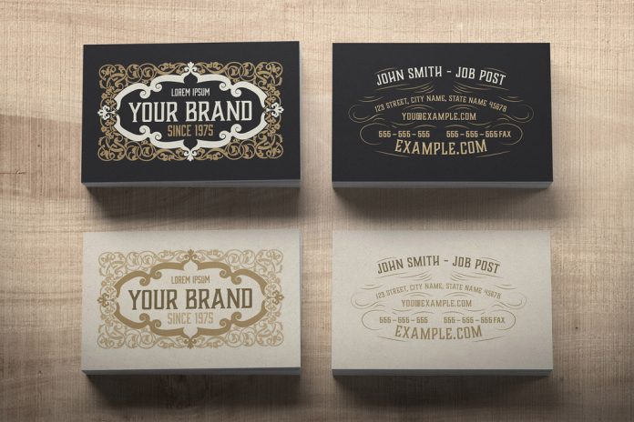 Vintage Business Card Design Templates by Roverto Castillo for Adobe Illustrator.