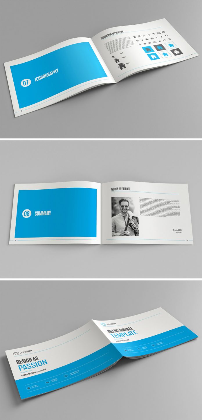 A brand manual and style guide template for Adobe InDesign.