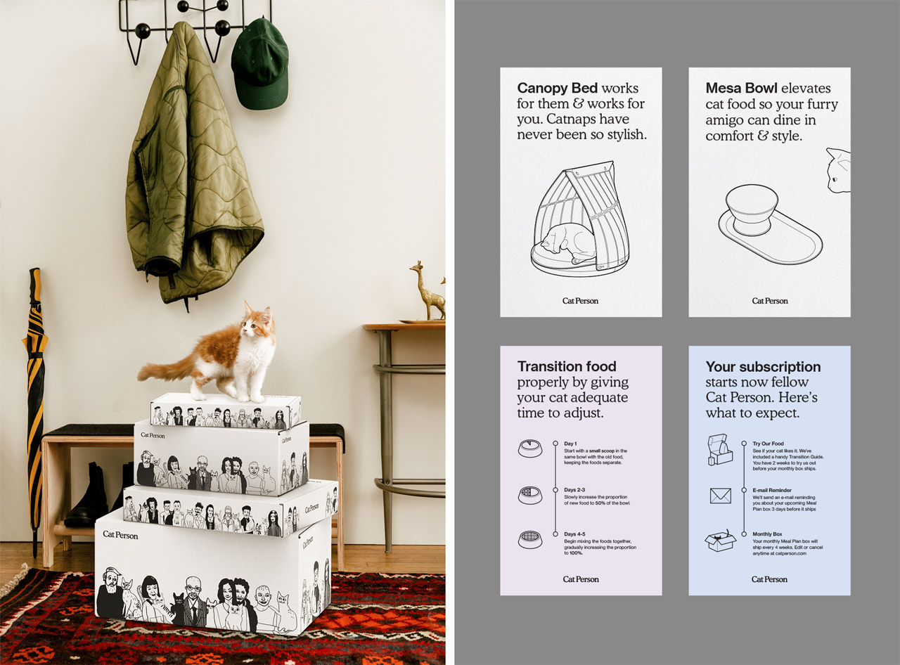 Cat Person unboxing experience by graphic design and branding studio SLATE.