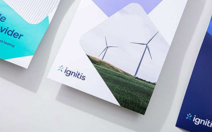 Communication design, branding, and stationery design by Andstudio for Ignitis.