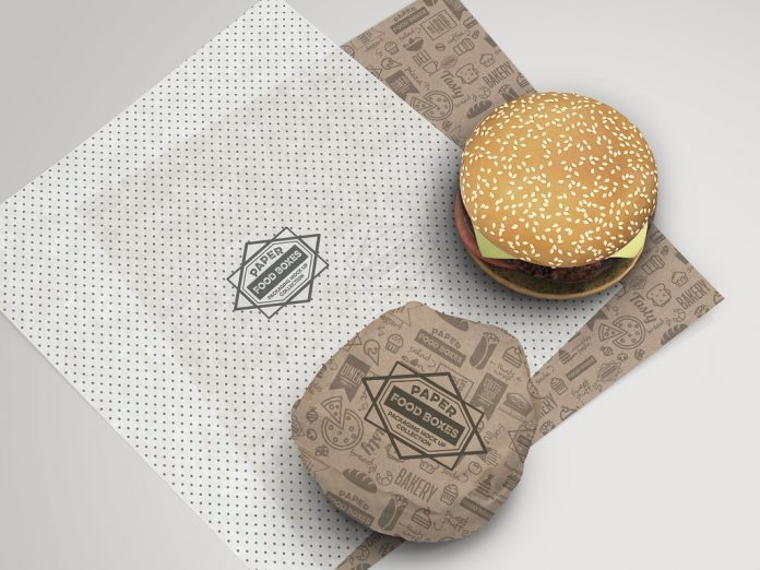 Burger paper wrapper packaging.