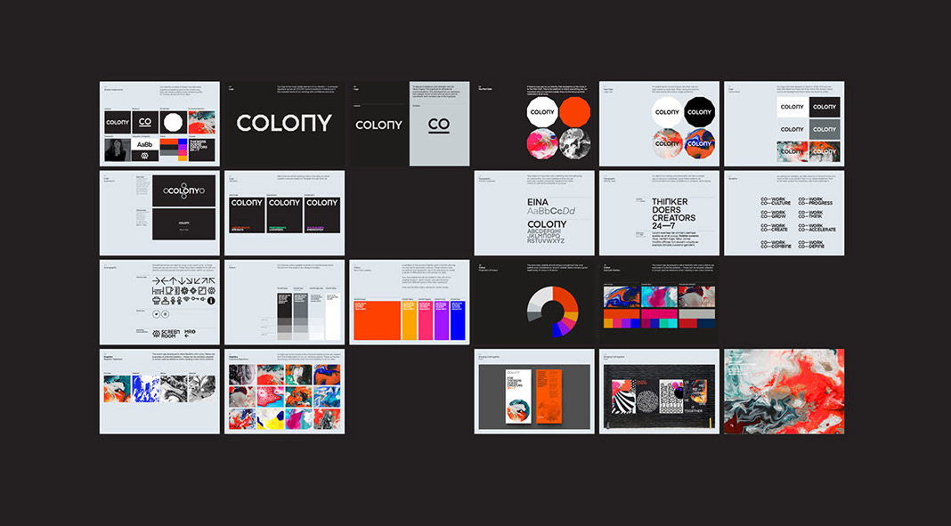 COLONY — Brand Identity & Implementation by Steven Waring and Martin James Power COLONY — Brand Identity & Implementation by Steven Waring and Martin James Power