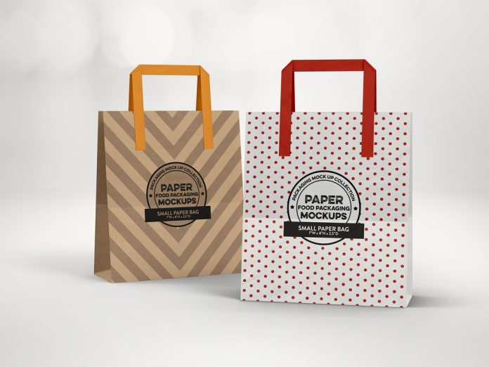 Paper bag with flat handles.
