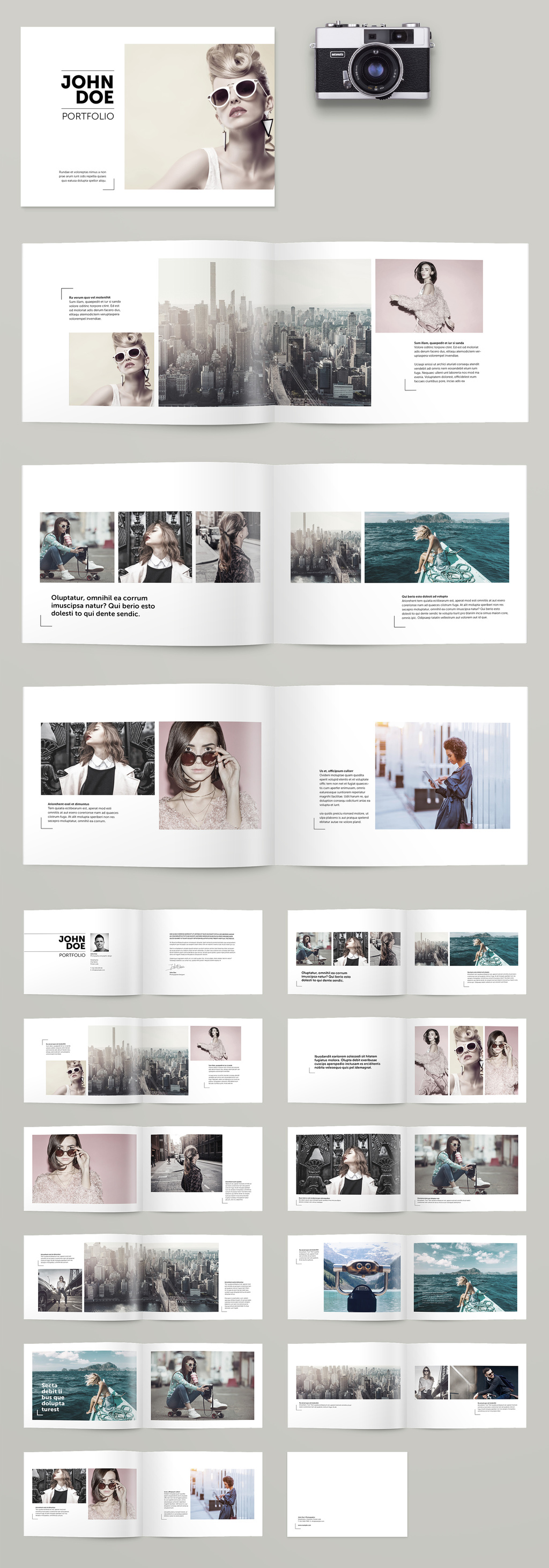 Portfolio brochure layout available as fully editable Adobe InDesign template.