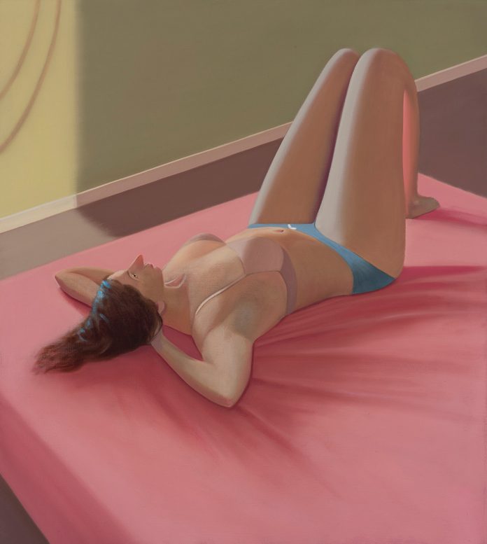 Prudence Flint, Pink Blanket 2017, oil on linen, 122 x 109, (Finalist in 2018 Sunshine Coast Art Prize, Caloundra Regional Gallery, QLD)