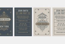 Vintage Business Card Design Templates by Roverto Castillo for Adobe Illustrator.