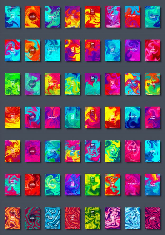 Colorful abstract liquid backgrounds and fluid marble texture available as vector graphics.
