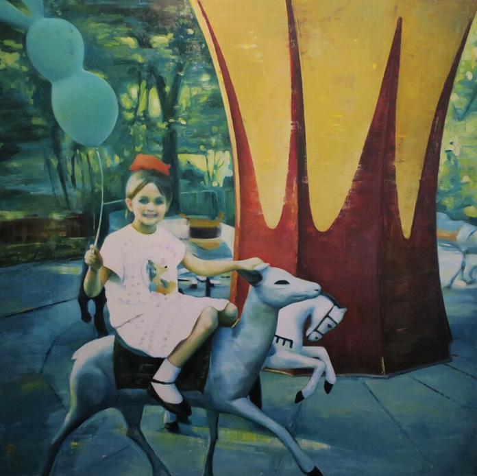 Katia Lifshin, Carousel Ride, oil on canvas, 120x120 cm