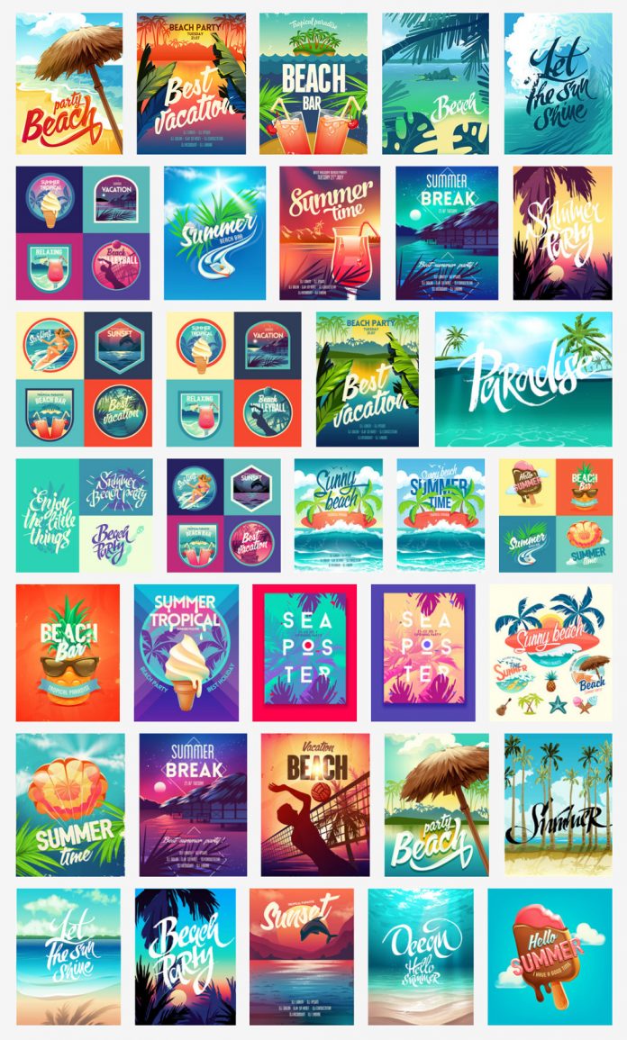 Summer vacation vector graphics.