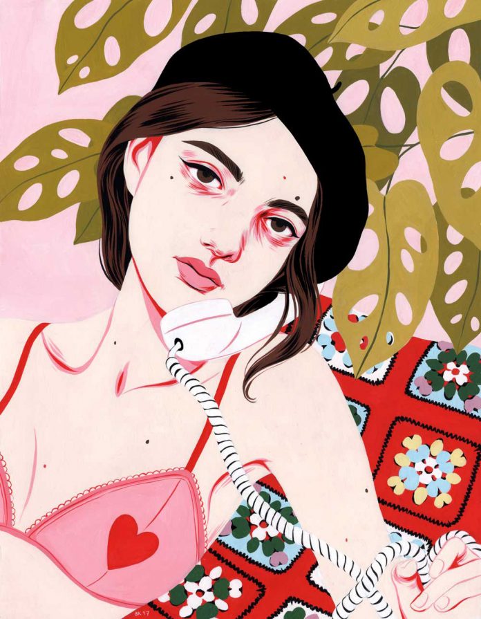 Female portraits painted by illustrator Bijou Karman.