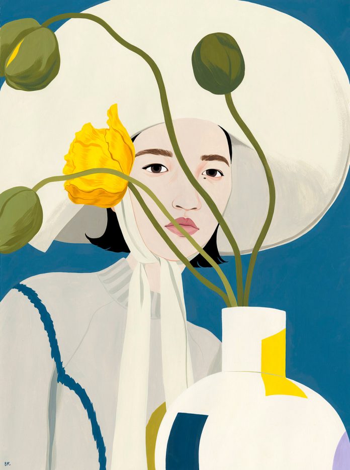 Female portraits painted by illustrator Bijou Karman.