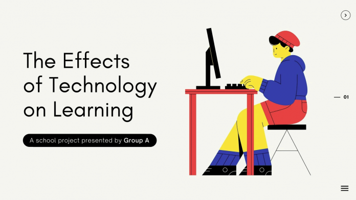 A colorful modern illustrated learning and technology school project education Canva presentation.