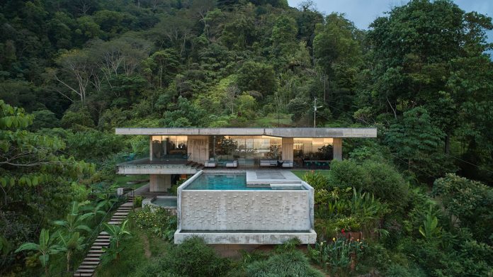 A luxury concrete villa designed by architecture studios Formafatal and Refuel Works for ArtVillas Costa Rica.