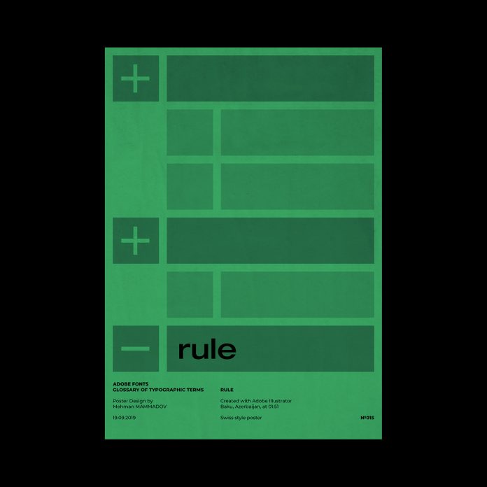 RULE, typographic poster design inspired by Swiss graphic design.