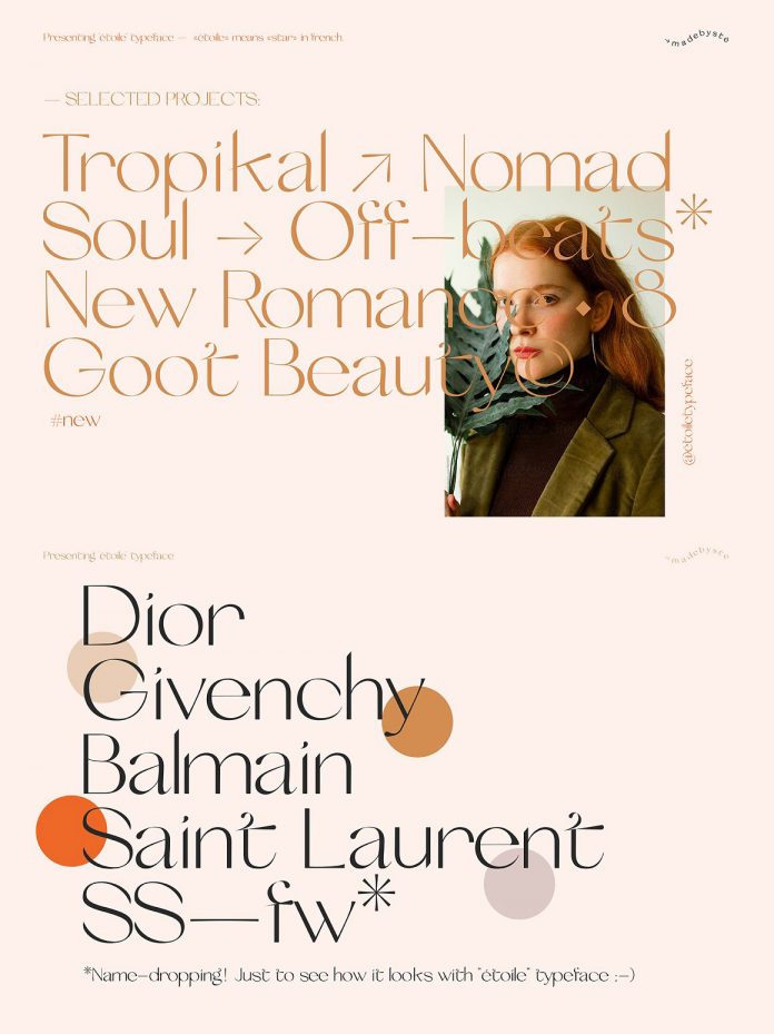 Etoile, a modern and elegant font.