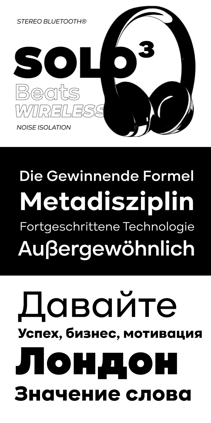 Kinetika, a geometric sans serif font family by Galin Kastelov.