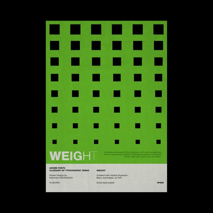 WEIGHT, typographic poster design inspired by Swiss graphic design.