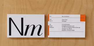Brand identity design by Eunsun Park for 'Nm', a Korean bar and bistro.