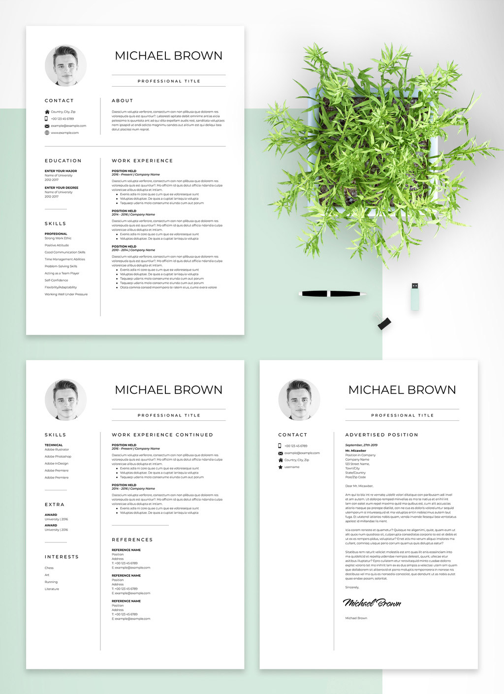 Minimal Resume and Cover Letter Set