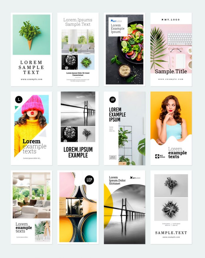 Colorful social media (Instagram) story templates for use in Adobe Illustrator.