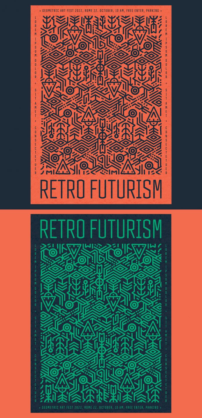 Abstract geometric poster template with mono line style.