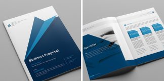 Business Proposal Template with Blue Accents for Adobe InDesign