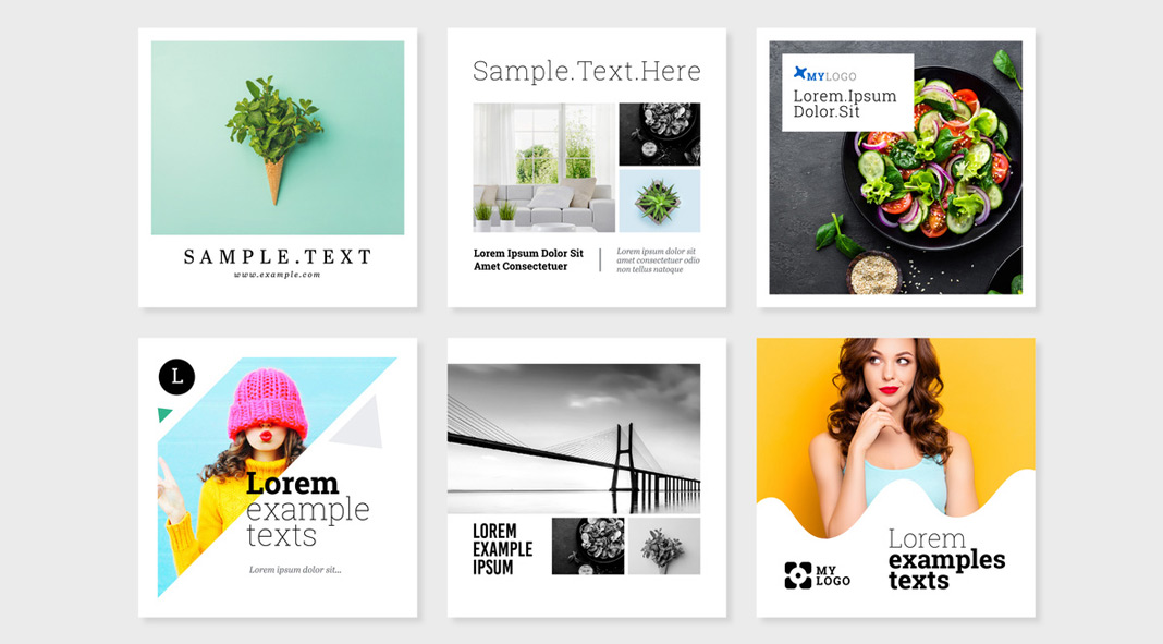 Colorful social media (Instagram) post and story templates for use in Adobe Illustrator