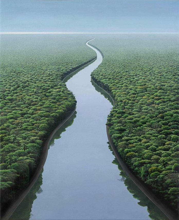 'El río va' acrylic on linen by Tomas Sanchez.