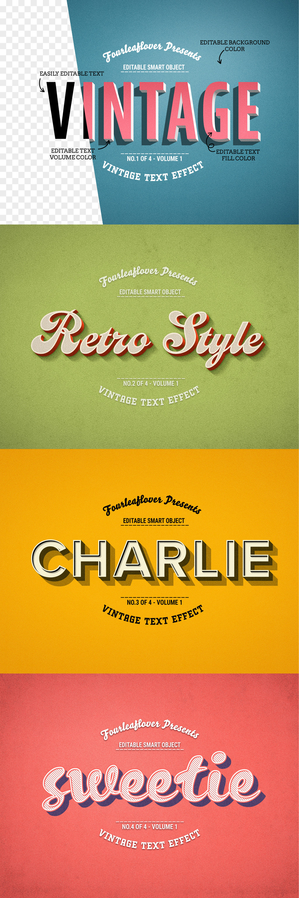 Four of the best vintage text effects for Adobe Photoshop.