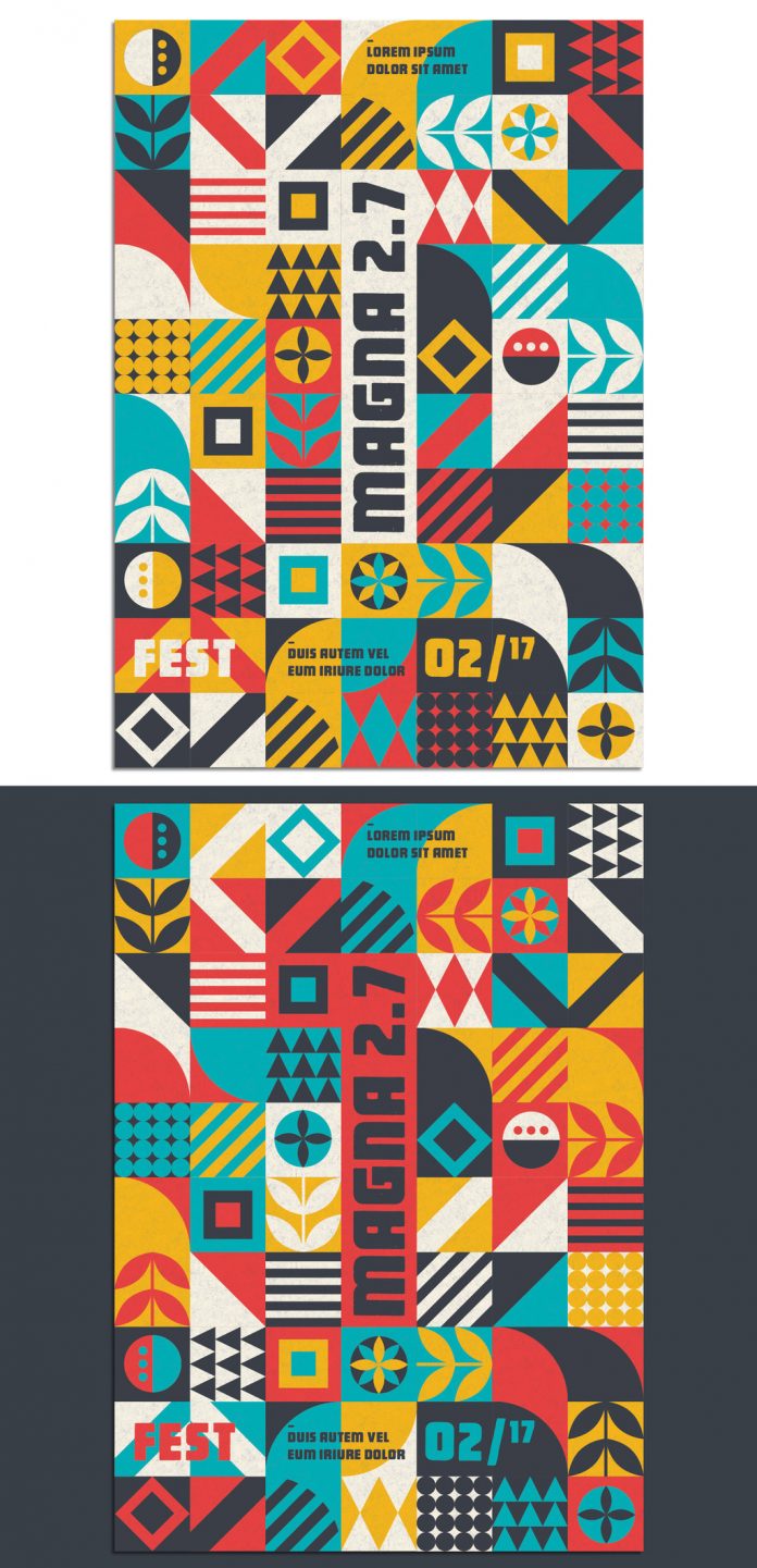 Modern Pop Art geometric pattern poster template.