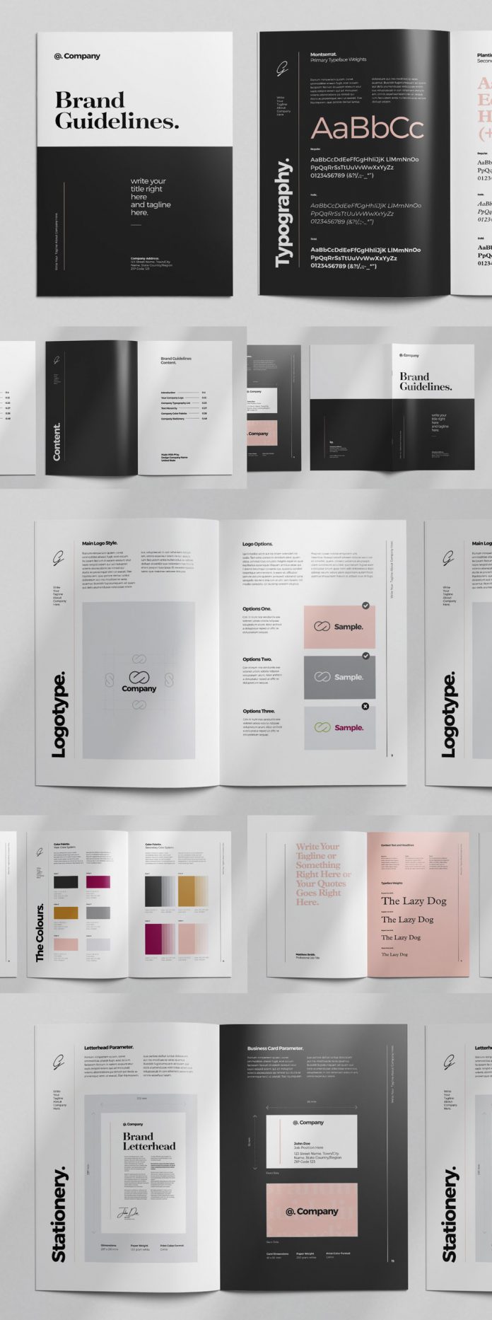 A4 and US Letter brand guidelines template for Adobe InDesign.