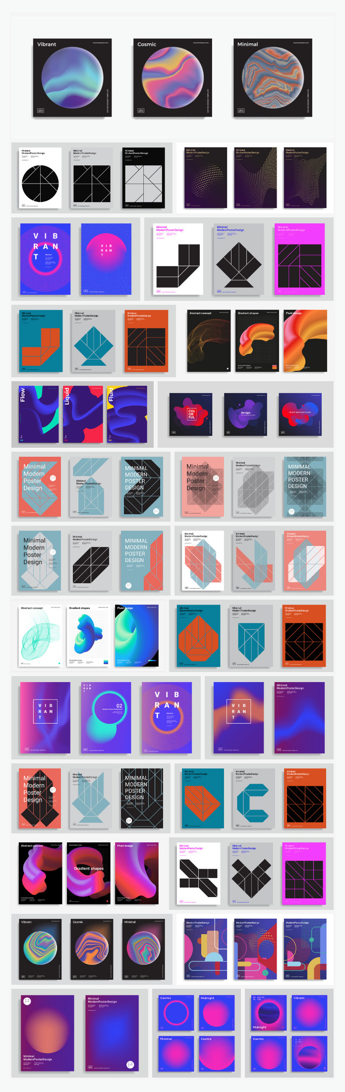 Graphic design templates based on simple geometric shapes.
