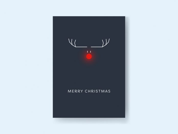 The Christmas card with reindeer in the dark is available here.