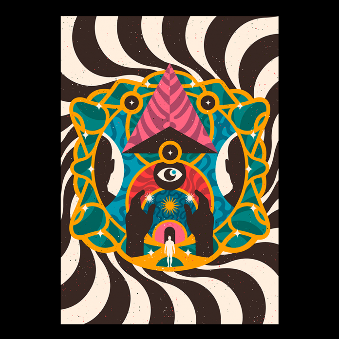 Spiritual and psychedelic poster designs by Posters BluMoo.