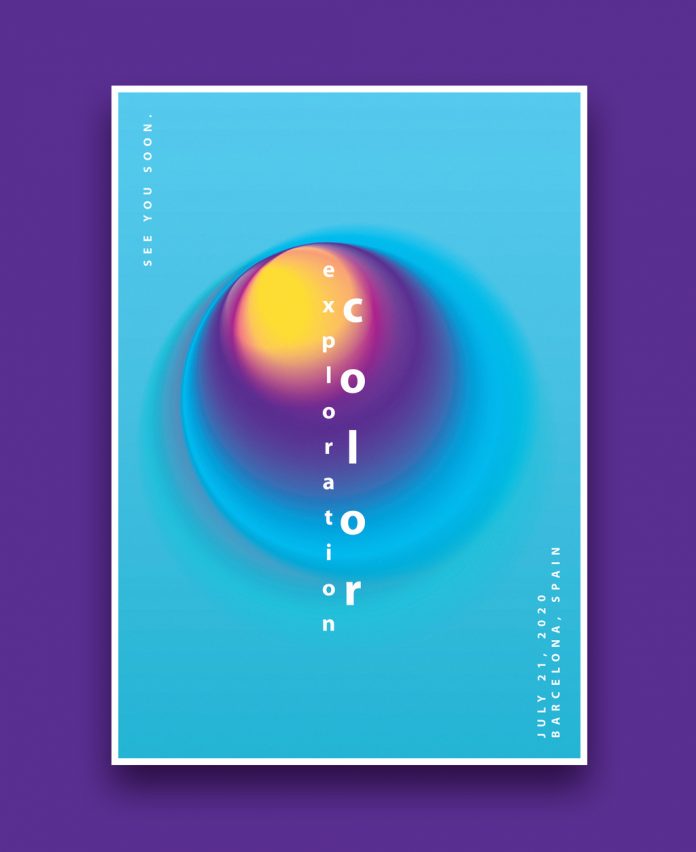 Poster template consisting of colorful abstract graphics and typography.
